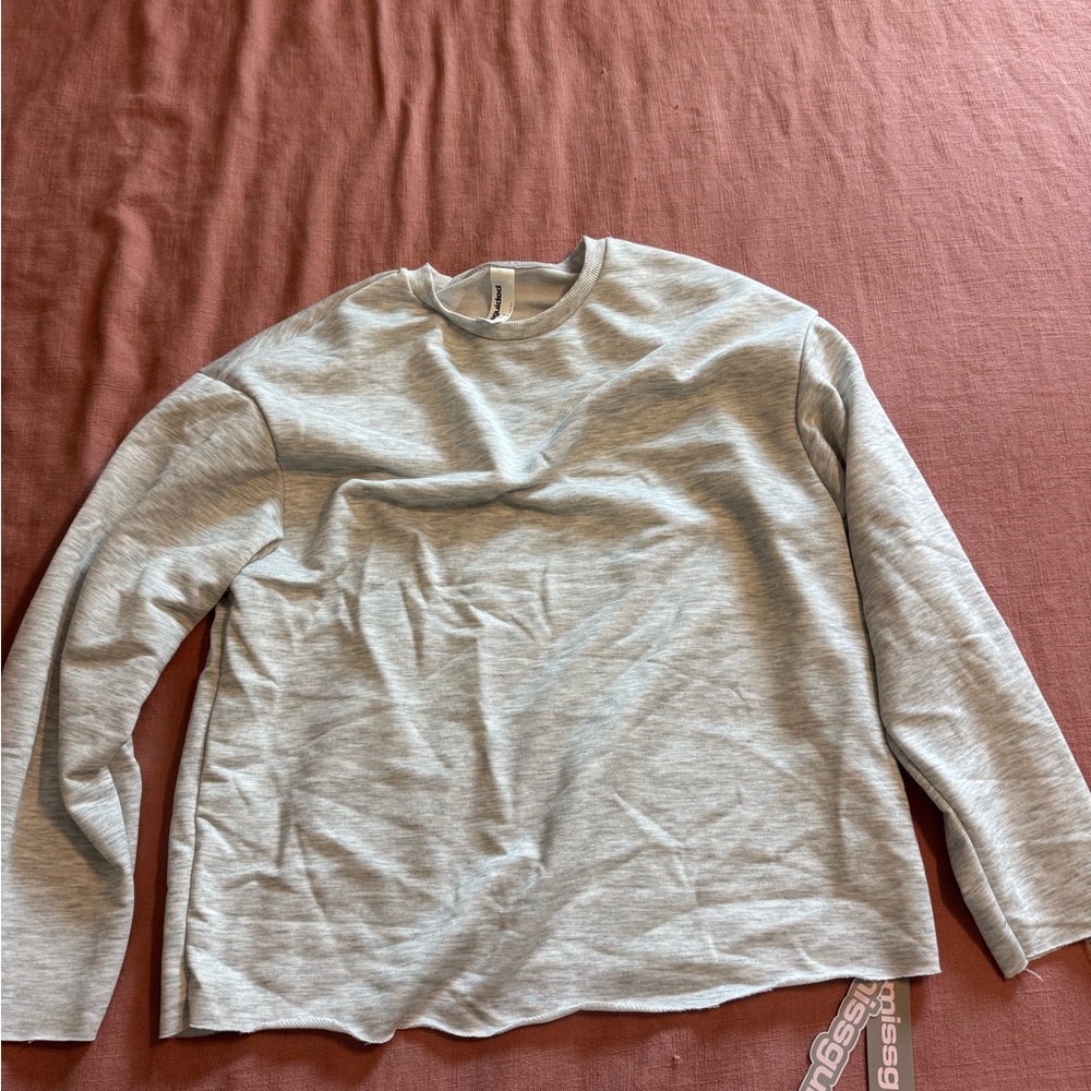 Missguided Light Gray Crewneck Long Sleeve Top
